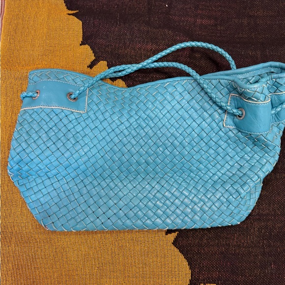 Dooney & Bourke Handbags - Stylish Blue Woven Leather Shoulder Bag